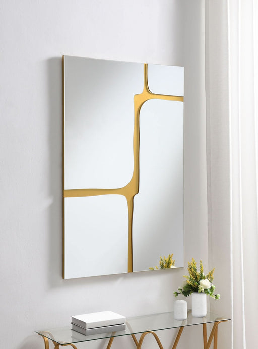 Kimberly 32 x 47 Inch Kintsugi Style Wall Mirror Gold - Walo Furniture