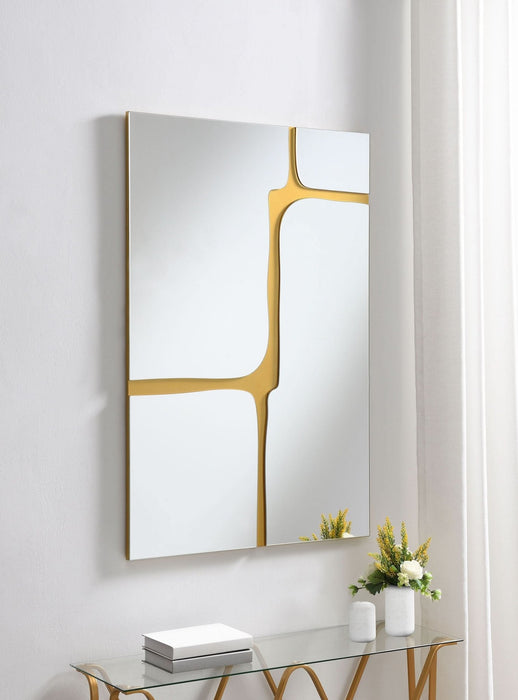 Kimberly 32 x 47 Inch Kintsugi Style Wall Mirror Gold - Walo Furniture