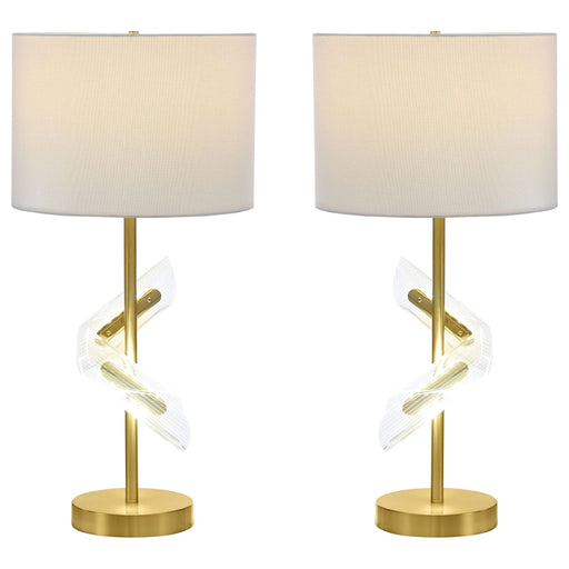 Kingsley 30 - inch Drum Shade Table Lamp Gold (Set of 2) - Walo Furniture