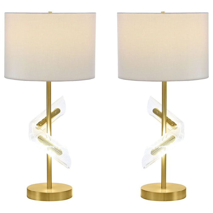 Kingsley 30 - inch Drum Shade Table Lamp Gold (Set of 2) - Walo Furniture