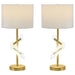 Kingsley 30 - inch Drum Shade Table Lamp Gold (Set of 2) - Walo Furniture