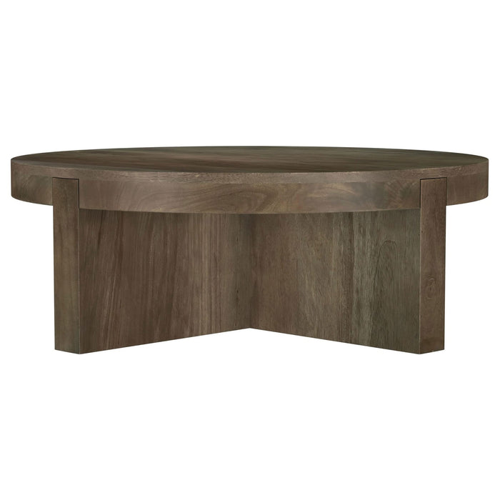 Kinkaid Round Solid Mango Wood Coffee Table Brown - Walo Furniture