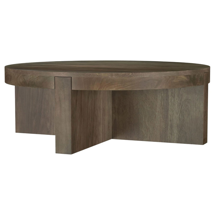 Kinkaid Round Solid Mango Wood Coffee Table Brown - Walo Furniture