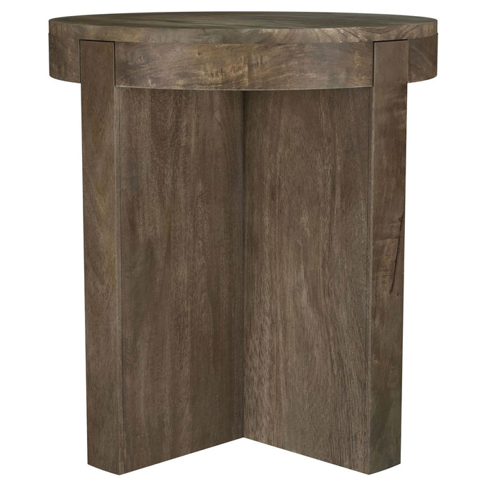 Kinkaid Round Solid Mango Wood End Table Brown - Walo Furniture