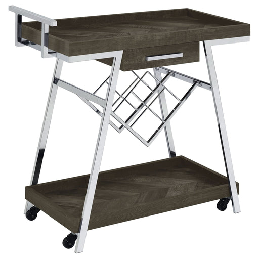 Kinney 1 - drawer Engineered Wood Bar Cart Rustic Grey - Walo Furniture