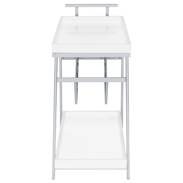 Kinney 1 - drawer Engineered Wood Bar Cart White High Gloss - Walo Furniture