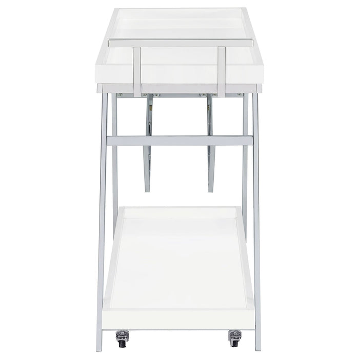 Kinney 1 - drawer Engineered Wood Bar Cart White High Gloss - Walo Furniture