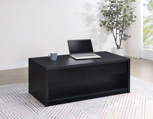 Knapp Lift Top Cocktail Coffee Table with Dual Drawers Black - Walo Furniture