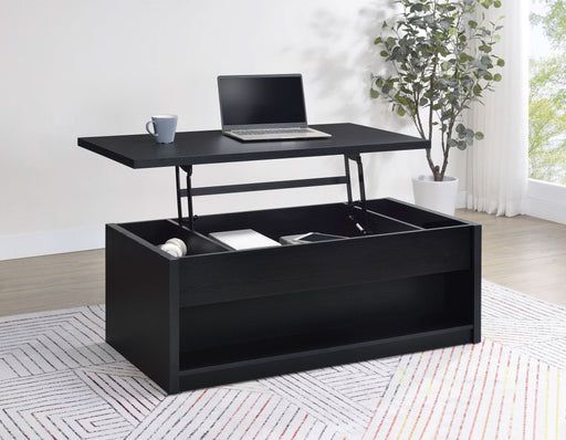 Knapp Lift Top Cocktail Coffee Table with Dual Drawers Black - Walo Furniture