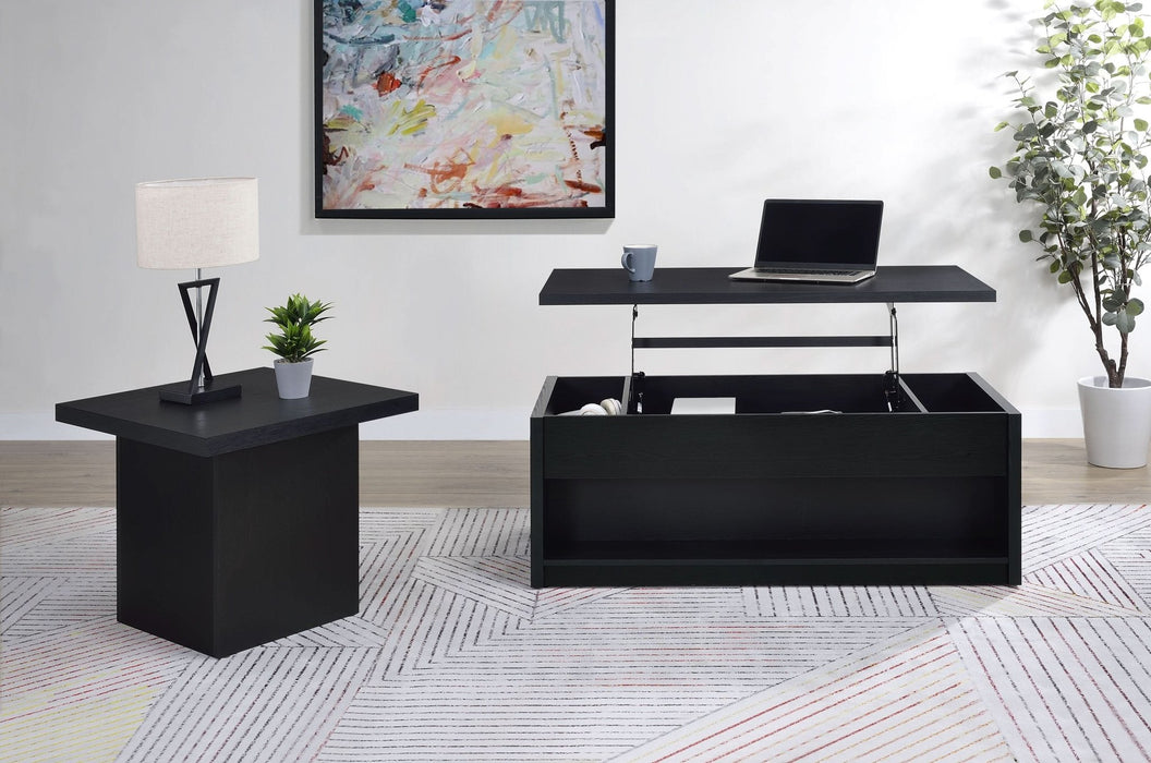 Knapp Lift Top Cocktail Coffee Table with Dual Drawers Black - Walo Furniture