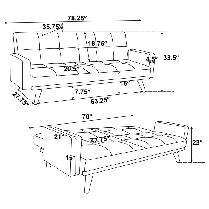 Kourtney Upholstered Tufted Convertible Sofa Bed Sage Green - Walo Furniture