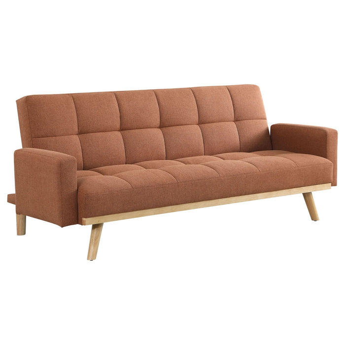 Kourtney Upholstered Tufted Convertible Sofa Bed Terracotta - Walo Furniture