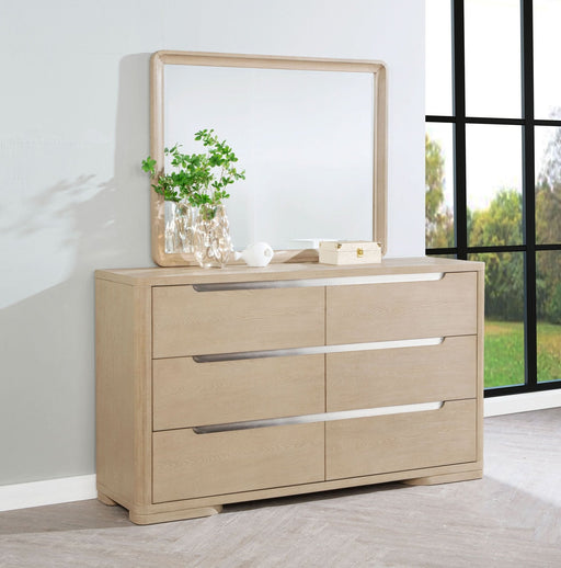 Ladera 6 - drawer Bedroom Dresser and Mirror Light Elm - Walo Furniture