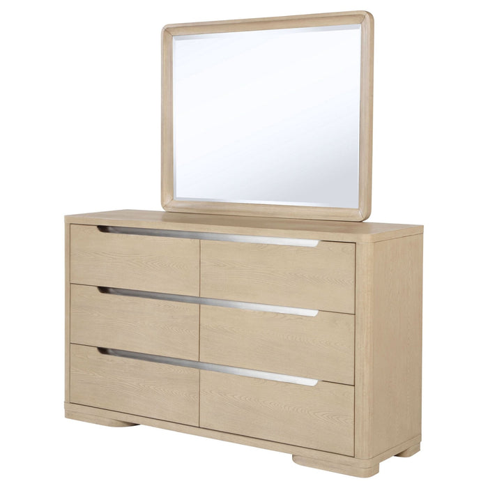 Ladera 6 - drawer Bedroom Dresser and Mirror Light Elm - Walo Furniture