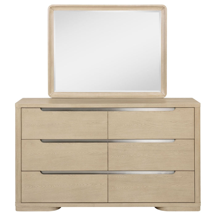 Ladera 6 - drawer Bedroom Dresser and Mirror Light Elm - Walo Furniture