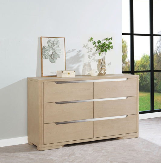 Ladera 6 - drawer Bedroom Dresser Light Elm - Walo Furniture