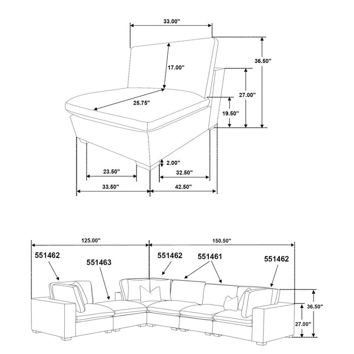 Lakeview 5 - piece Upholstered Modular Sectional Chocolate - Walo Furniture