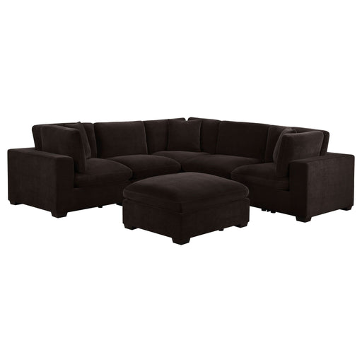 Lakeview 5 - piece Upholstered Modular Sectional Chocolate - Walo Furniture