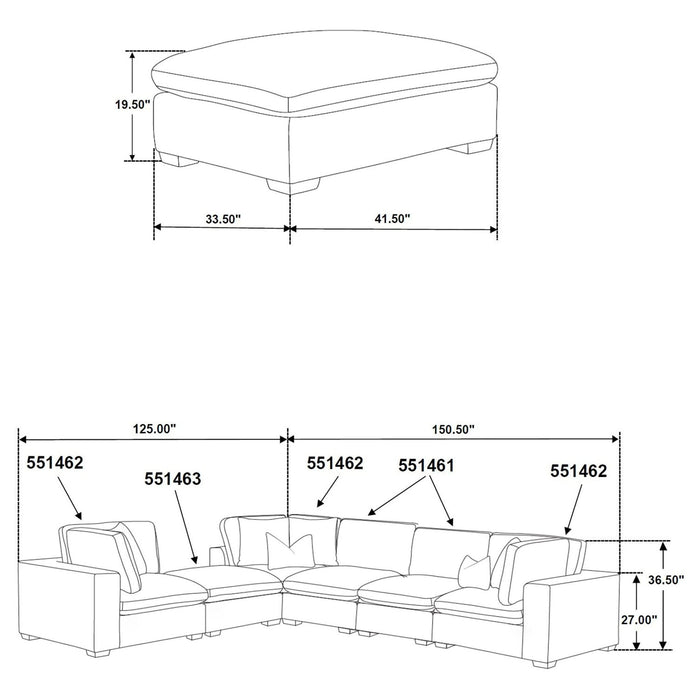 Lakeview 5 - piece Upholstered Modular Sectional Chocolate - Walo Furniture