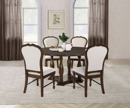 Landon 5 - piece 60 - inch Round Dining Table Set Rich Brown - Walo Furniture