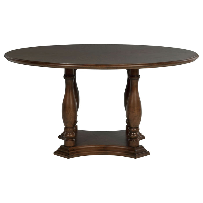 Landon 5 - piece 60 - inch Round Dining Table Set Rich Brown - Walo Furniture