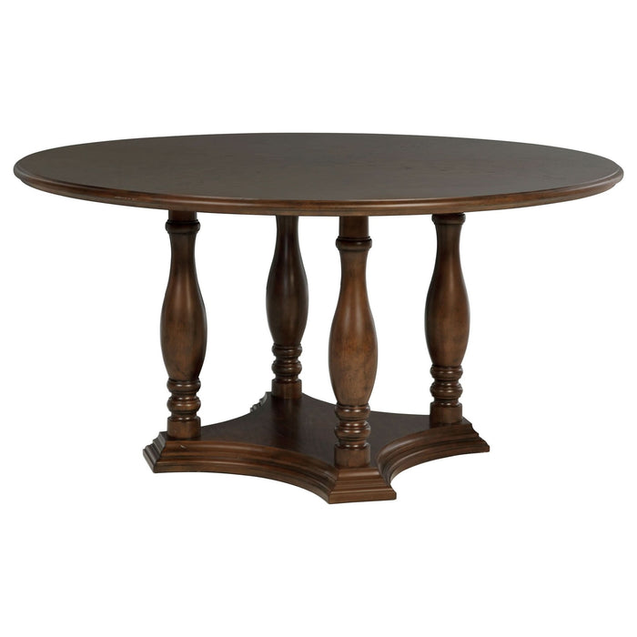 Landon 5 - piece 60 - inch Round Dining Table Set Rich Brown - Walo Furniture