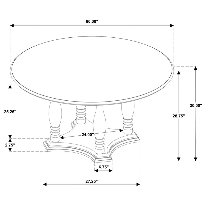 Landon 5 - piece 60 - inch Round Dining Table Set Rich Brown - Walo Furniture