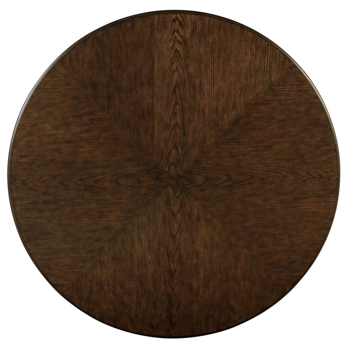 Landon 60 - inch Round Wood Pedestal Dining Table Rich Brown - Walo Furniture