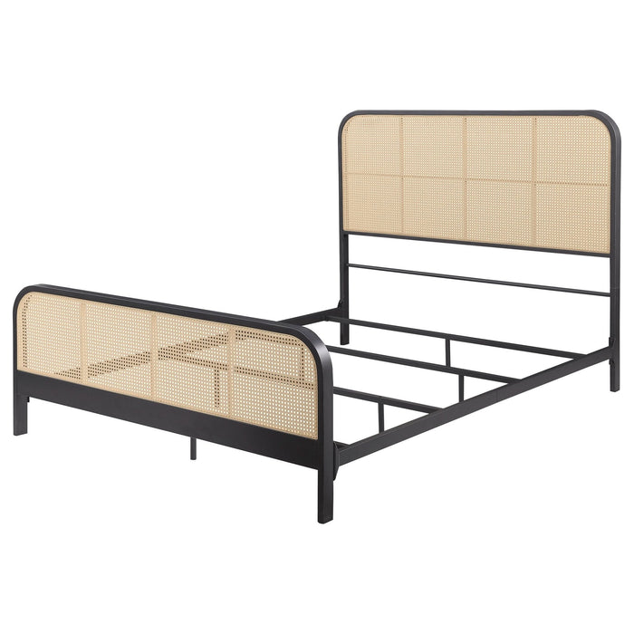 Lanewood Open Cane Webbing Metal Eastern King Bed Black - Walo Furniture