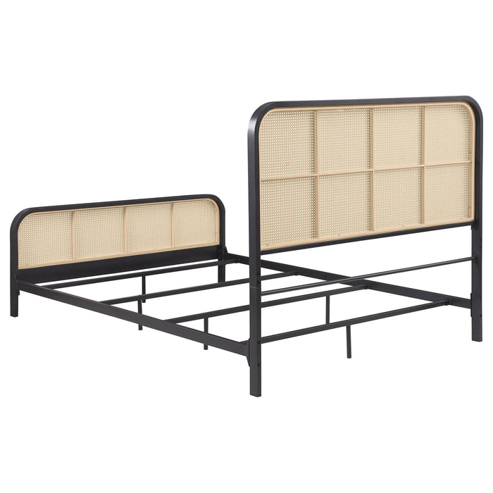 Lanewood Open Cane Webbing Metal Queen Bed Black - Walo Furniture