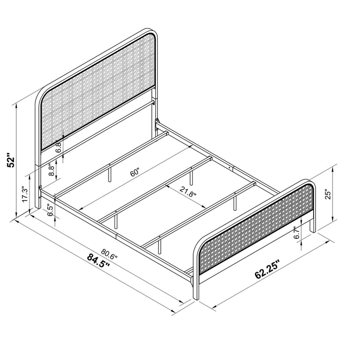 Lanewood Open Cane Webbing Metal Queen Bed Black - Walo Furniture