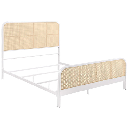 Lanewood Open Cane Webbing Metal Queen Bed White - Walo Furniture