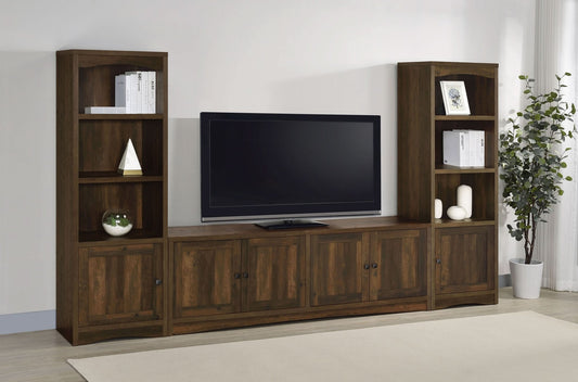 Laughlin 3 - piece Entertainment Center TV Stand Dark Pine - Walo Furniture