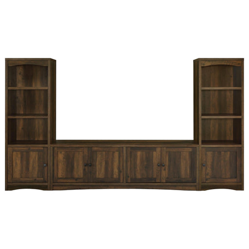 Laughlin 3 - piece Entertainment Center TV Stand Dark Pine - Walo Furniture