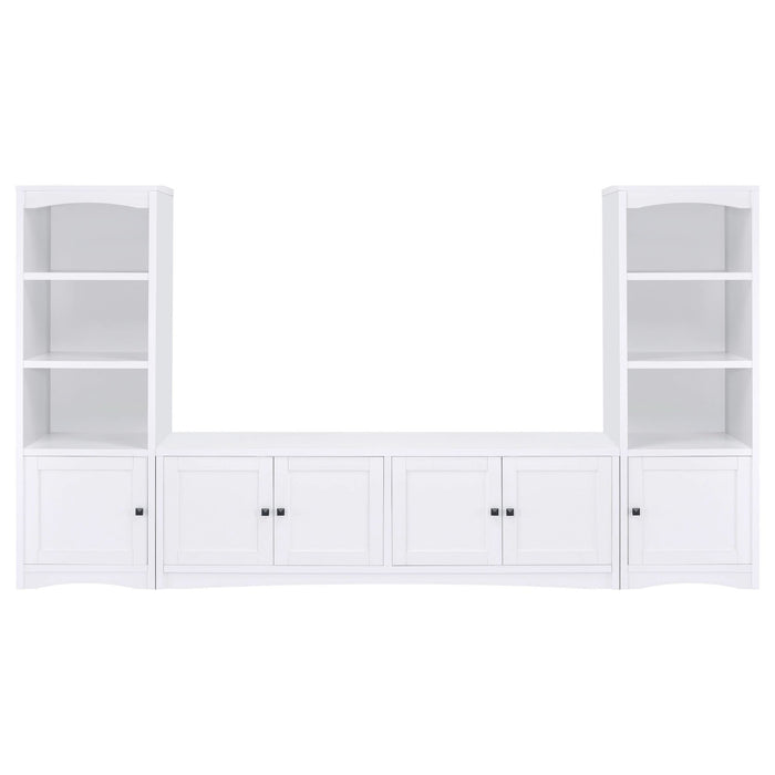 Laughlin 3 - piece Entertainment Center TV Stand White - Walo Furniture