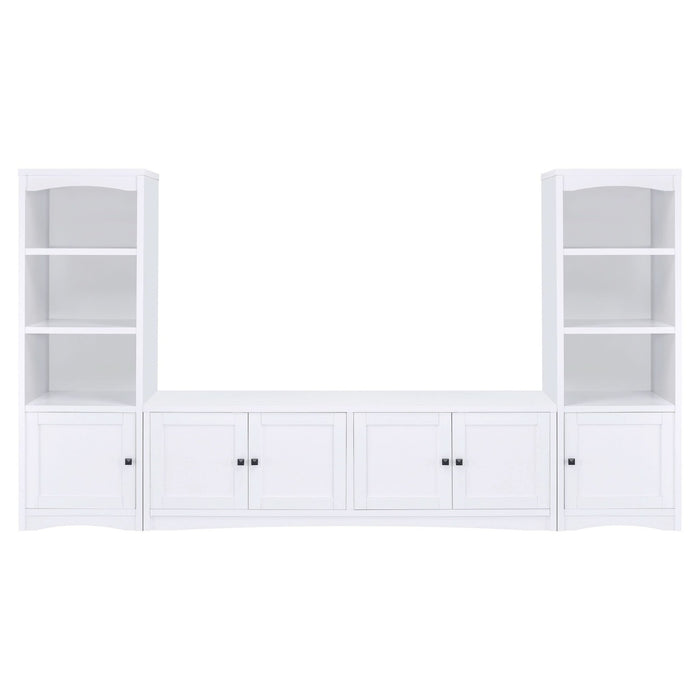 Laughlin 4 - door Engineered Wood 78 - inch TV Stand White - Walo Furniture