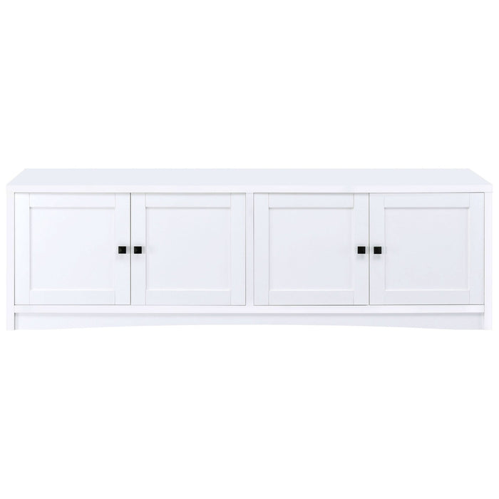 Laughlin 4 - door Engineered Wood 78 - inch TV Stand White - Walo Furniture