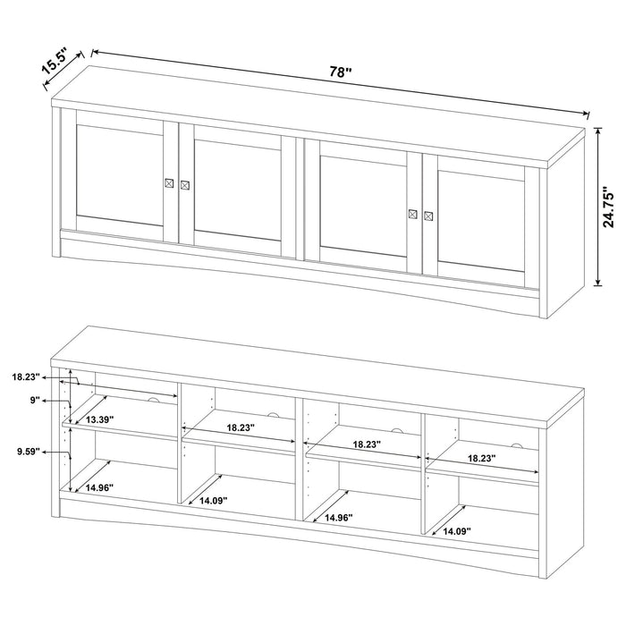 Laughlin 4 - door Engineered Wood 78 - inch TV Stand White - Walo Furniture