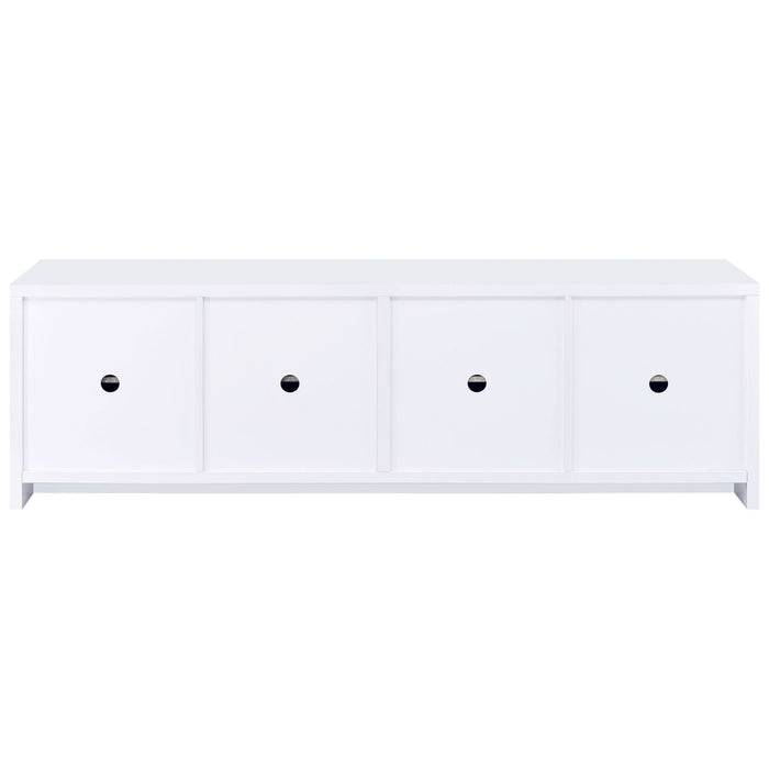 Laughlin 4 - door Engineered Wood 78 - inch TV Stand White - Walo Furniture