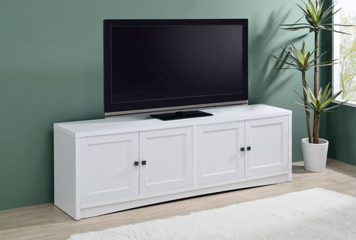 Laughlin 4 - door Engineered Wood 78 - inch TV Stand White - Walo Furniture