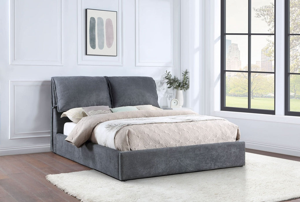 Laurel Upholstered Eastern King Panel Bed Dark Grey - Walo Furniture