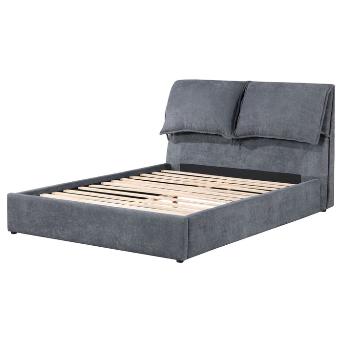 Laurel Upholstered Eastern King Panel Bed Dark Grey - Walo Furniture