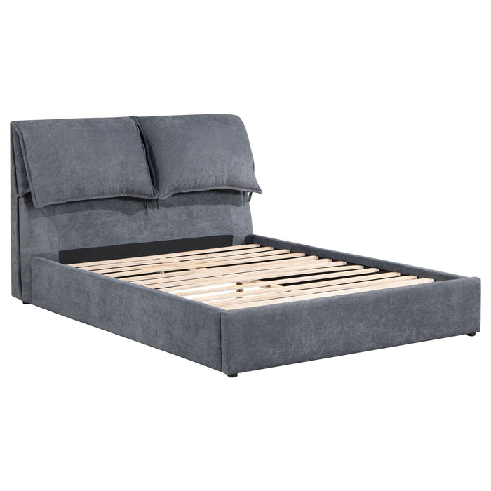 Laurel Upholstered Eastern King Panel Bed Dark Grey - Walo Furniture