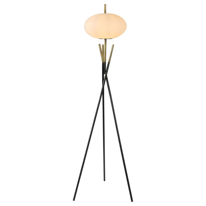 Layton White Orb Shade Tripod Floor Lamp Black - Walo Furniture