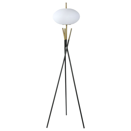 Layton White Orb Shade Tripod Floor Lamp Black - Walo Furniture