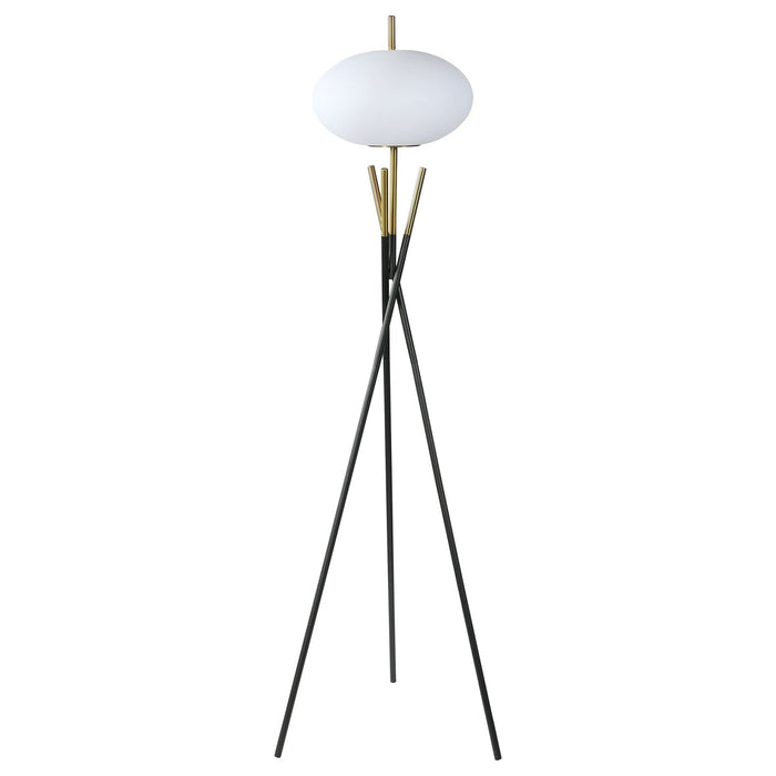 Layton White Orb Shade Tripod Floor Lamp Black - Walo Furniture