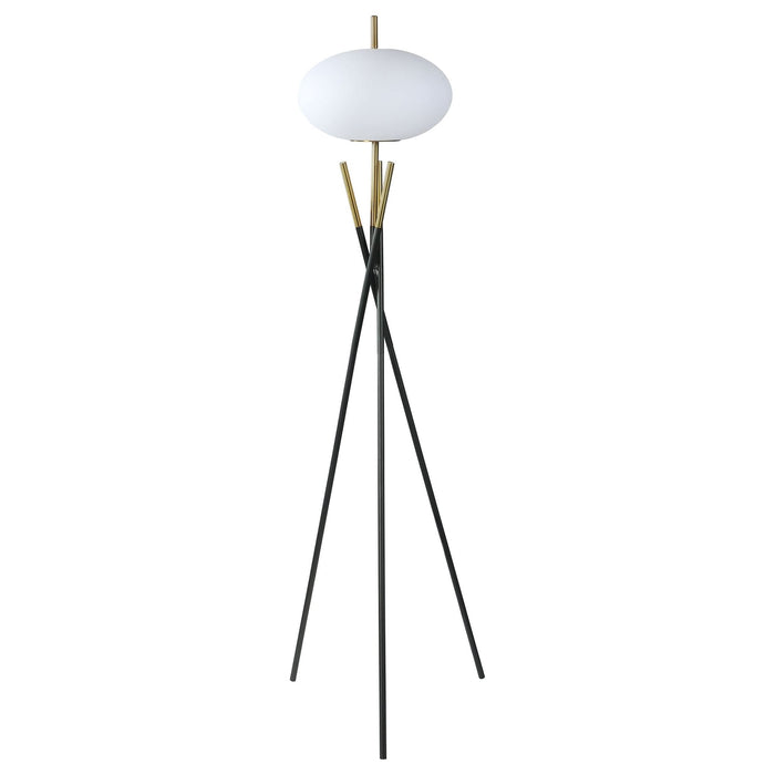 Layton White Orb Shade Tripod Floor Lamp Black - Walo Furniture