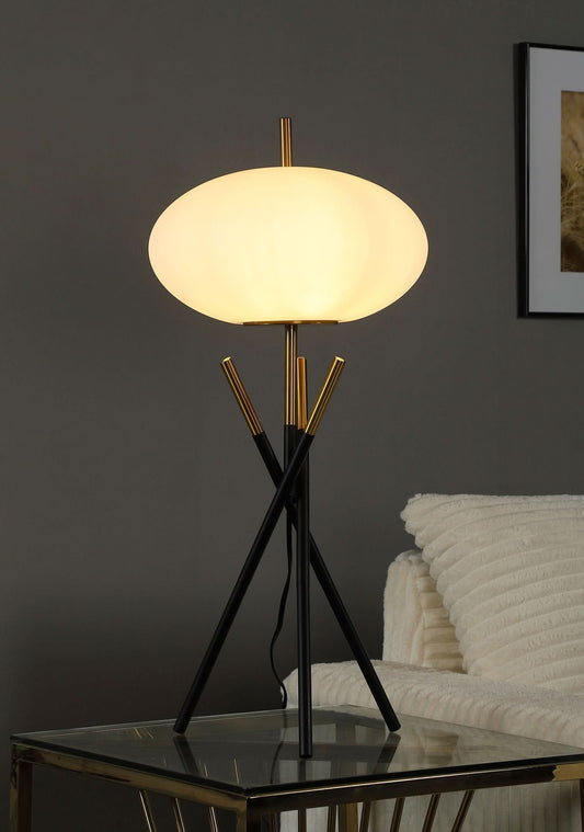 Layton White Orb Shade Tripod Table Lamp Black - Walo Furniture