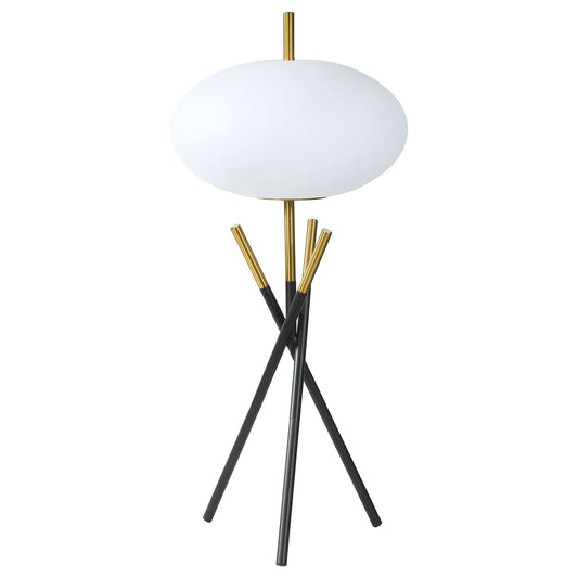 Layton White Orb Shade Tripod Table Lamp Black - Walo Furniture