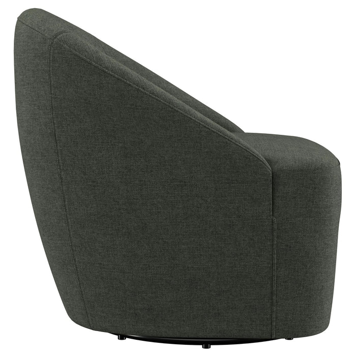 Leon Upholstered Barrel Accent Swivel Chair Hunter Green - Walo Furniture